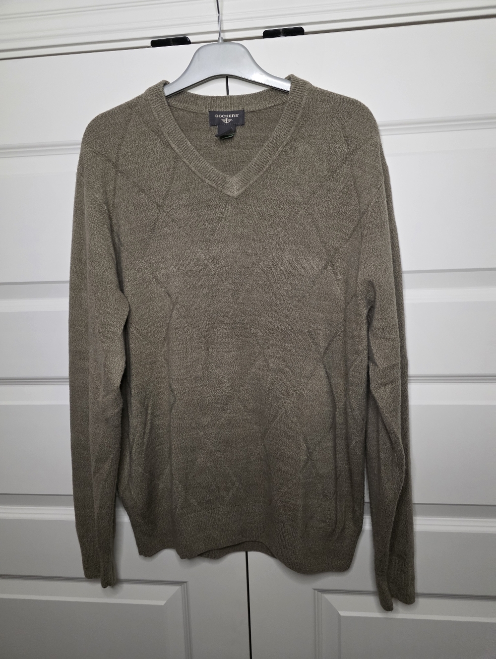 Dockers Mens Large Brown Acrylic Long Sleeve Sweater